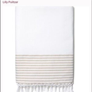 Lilly Pulitzer White and Tan Striped Throw Blanket